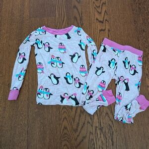 Little Sleepies Pink Penguin Long Sleeve Pajama Set Sz 2T